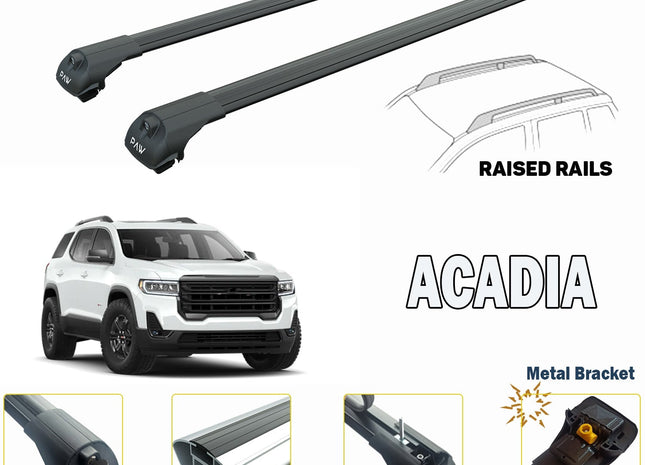 Gmc Acadia Roof Rack Cross Bars For of Raised Rails Silver 2017-->