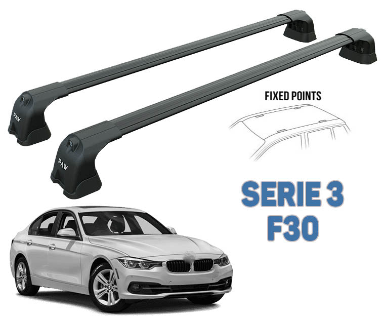 BMW Series 3 sedan F30 Racks Cross Bars Rails Top Carrier Alu Black 2012-->2019 - 0