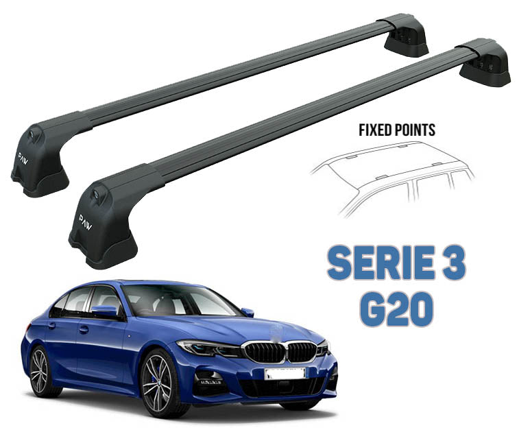 for BMW Series 3 sedan G20 Racks Cross Bars Rails Top Carrier Alu Black 2019>