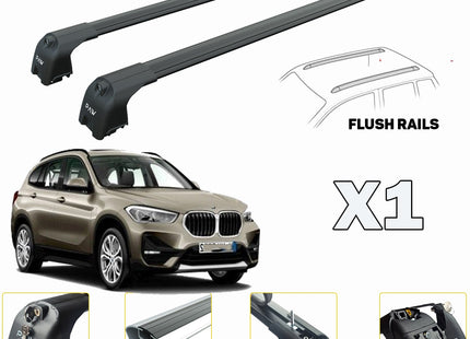 Bmw X1 F48 Roof Rack Cross Bars For of Flush Bars Black