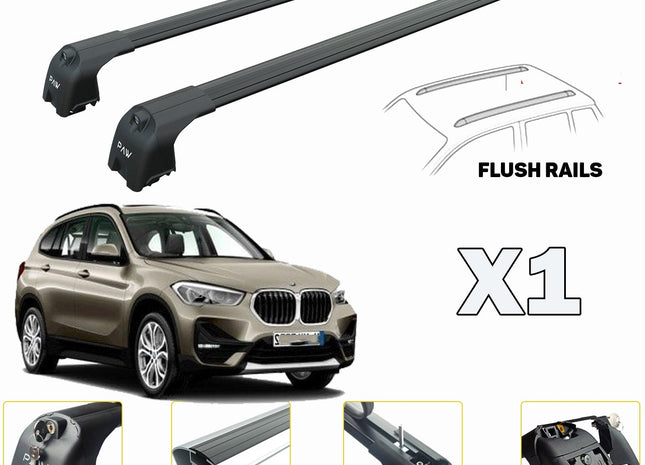 Bmw X1 F48 Roof Rack Cross Bars For of Flush Bars Black