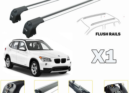 Bmw X1 E84 Roof Rack Cross Bars For of Flush Bars Silver