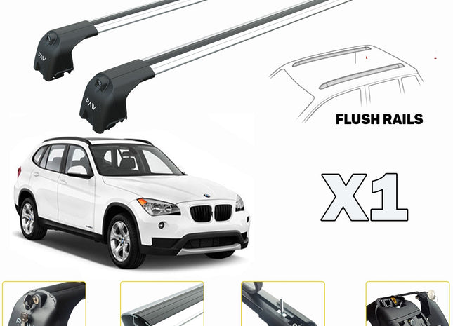 Bmw X1 E84 Roof Rack Cross Bars For of Flush Bars Silver
