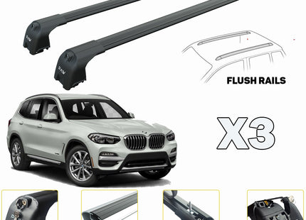 Compatible for Bmw X3 G01 Roof Rack Cross Bars For of Flush Bars Black 2018- Up