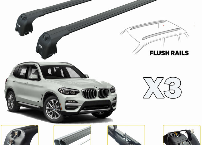 Compatible for Bmw X3 G01 Roof Rack Cross Bars For of Flush Bars Black 2018- Up