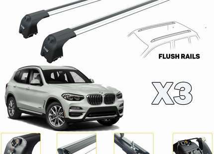 Compatible for Bmw X3 G01 Roof Rack Cross Bars For of Flush Bars Silver 2018- Up