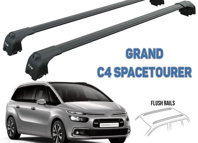 For Citroen C4 Grand Spacetourer  2018-Up Roof Rack System, Aluminium Cross Bar, Metal Bracket, Lockable, Black