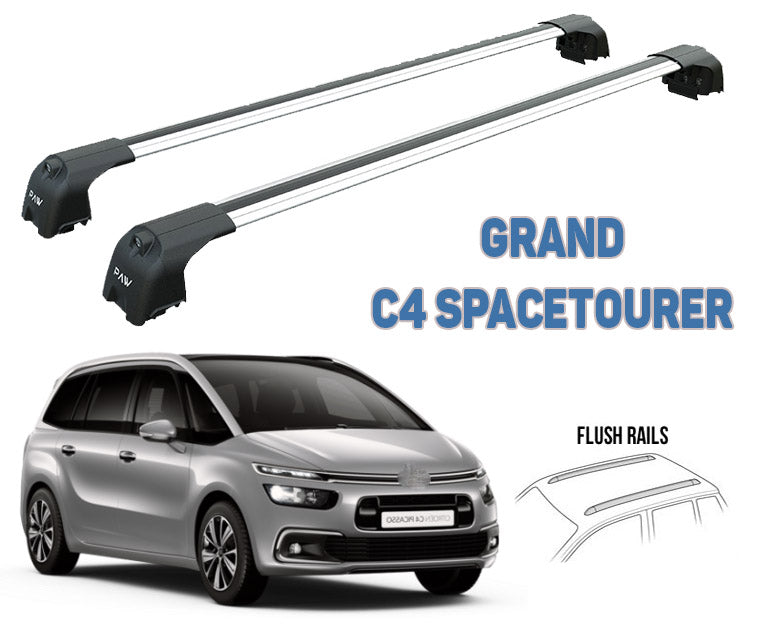 For Citroen C4 Grand Spacetourer  2018-Up Roof Rack System, Aluminium Cross Bar, Metal Bracket, Lockable, Silver