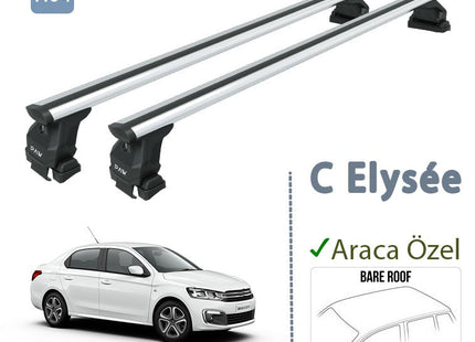 For Citroen C Elysee 2012-Up Roof Rack System Carrier Cross Bars Aluminum Lockable High Quality of Metal Bracket Silver