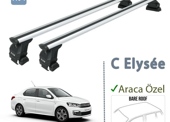 For Citroen C Elysee 2012-Up Roof Rack System Carrier Cross Bars Aluminum Lockable High Quality of Metal Bracket Silver