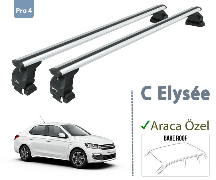 For Citroen C Elysee 2012-Up Roof Rack System Carrier Cross Bars Aluminum Lockable High Quality of Metal Bracket Silver