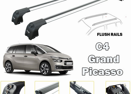 For Citroen C4 Grand Picasso Mpv Roof Rack Cross Bars Flush Roof Silver 2013- Up