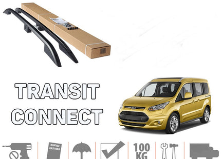 For Ford Connect LWB Van Aluminium Roof Rails To Fit LWB 2014-2022 Black