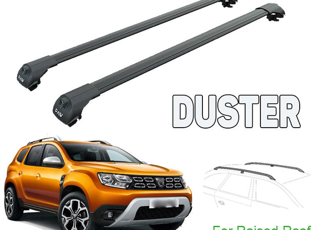Dacia Duster Roof Rack Bars For Vehicles With Raised Roof Rails 2018- Up Black Color