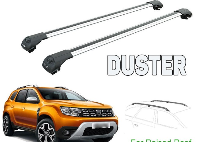 Dacia Duster Roof Rack Bars For Vehicles With Raised Roof Rails 2018- Up Silver Color