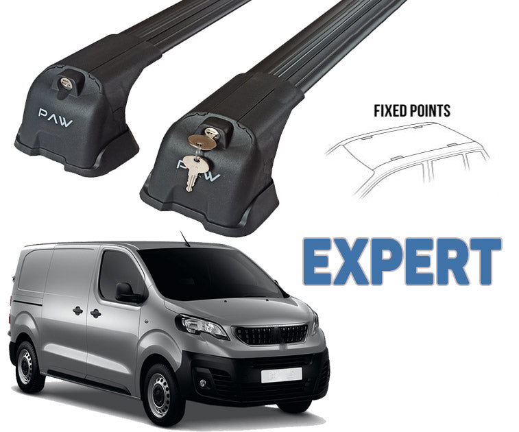 Paw Pro Bar Ladder Aluminium Cross Bars Fix Point, Fits Peugeot Expert Van 2016 on Black