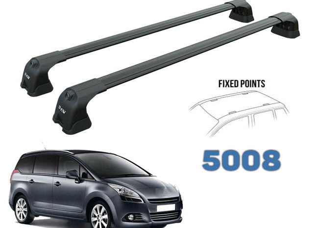 Peugeot 5008 2010-2017 Roof Racks Cross Bars Rails Top Carrier Alu Black