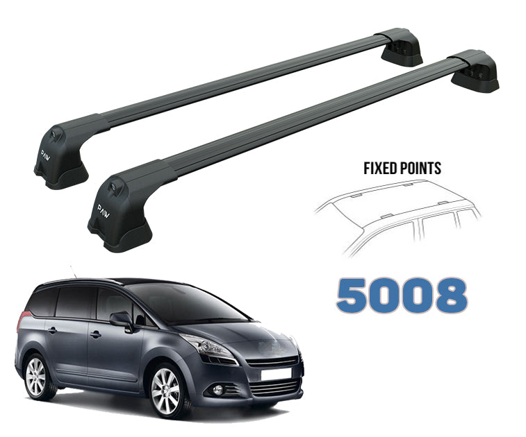 Peugeot 5008 Roof Racks Cross Bars Rails Top Carrier Alu Black 2010-2017