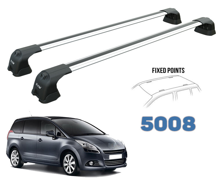 Peugeot 5008 Roof Racks Cross Bars Rails Top Carrier Alu Silver 2010-2017