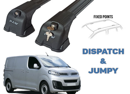 Paw Pro Bar Ladder Aluminium Cross Bars Fix Point, Fits Citroen Jumpy Van 2016 on Black