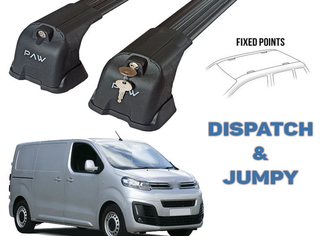 Paw Pro Bar Ladder Aluminium Cross Bars Fix Point, Fits Citroen Jumpy Van 2016 on Black