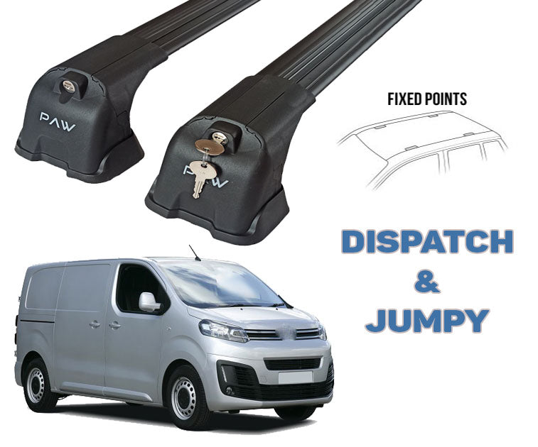 Paw Pro Bar Ladder Aluminium Cross Bars Fix Point, Fits Citroen Jumpy Van 2016 on Black