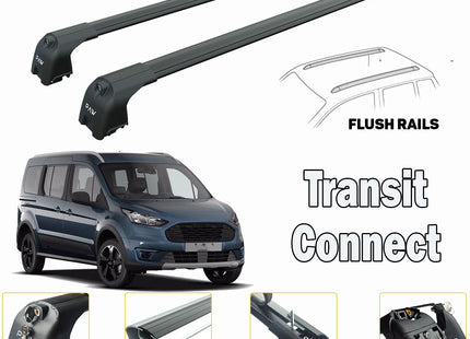 to fit Ford Transit Connect Cross Roof Rack Cross Bars Black Flush