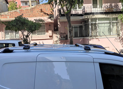 For Ford Courier Van 2014-2023 Pcs Roof Rack + 2Pcs Aluminium Cross Bar, Metal Bracket, Lockable, Silver