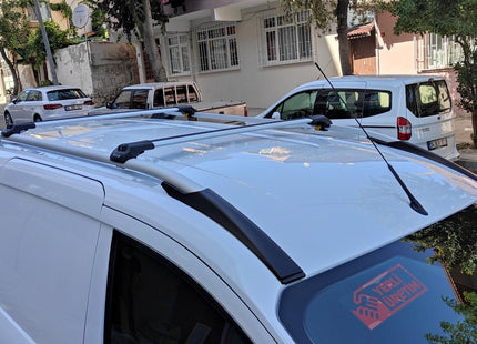 For Ford Courier Van 2014-2023 Pcs Roof Rack + 2Pcs Aluminium Cross Bar, Metal Bracket, Lockable, Silver