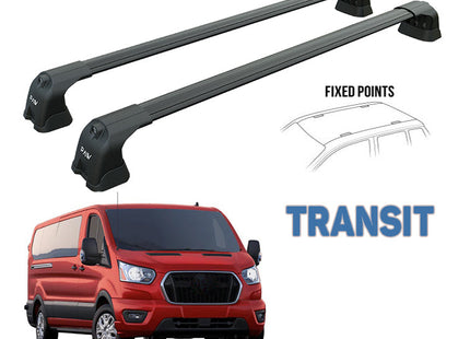 Ford Transit Custom Roof Racks Cross Bars Rails Top Carrier Alu Black 2014-2022