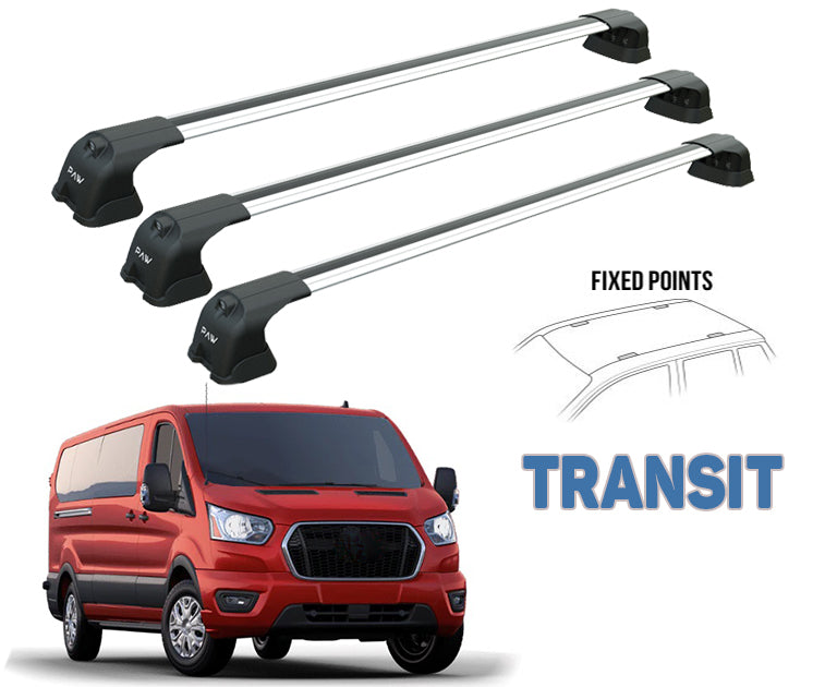 Ford Transit Custom Roof Racks Cross Bars Rails Top Carrier Alu Silver 3 Qty 2014-2022