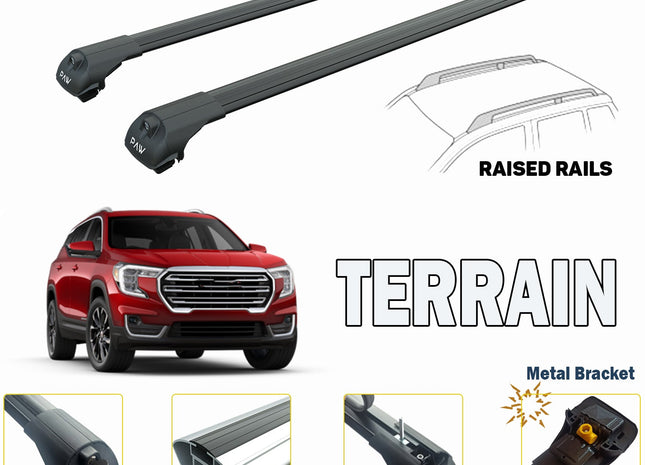 Gmc Terrain Roof Rack Cross Bars For of Raised Rails Black 2018-->