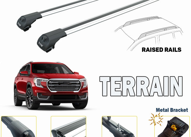Gmc Terrain Roof Rack Cross Bars For of Raised Rails Silver 2018-->