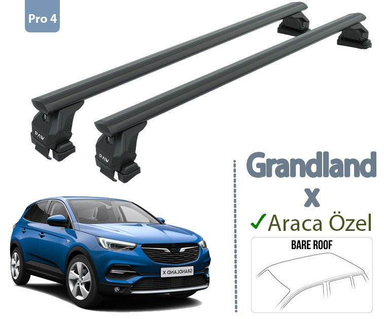 For Opel & Vauxhall Grandland X 2017-Up Roof Rack System Carrier Cross Bars Aluminum Lockable High Quality of Metal Bracket Black