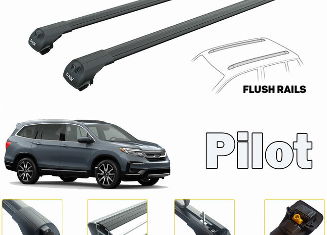 For Honda Pilot Roof Rack Cross Bars For of Flush Rails Black 2016-->