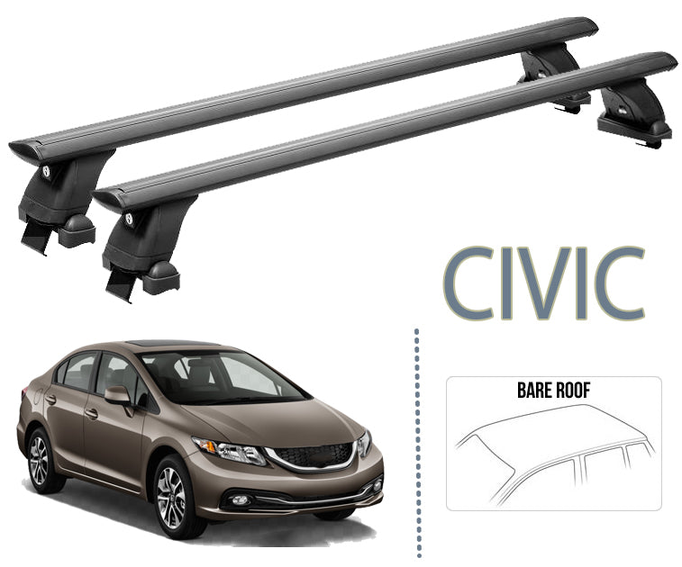 compatible with Honda Civic 5-dr Sedan vehicle 2010-2017 on with Normal Roof Rack Black Color