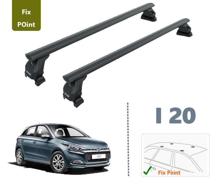 For Hyundai i20 2014-2020 Roof Rack System Carrier Cross Bars Aluminum Lockable High Quality of Metal Bracket Black