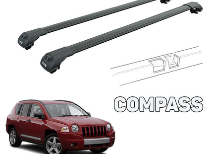 For Jeep Compass 2007-2011 Roof Rack System Carrier Cross Bars Aluminum Lockable High Quality of Metal Bracket Black