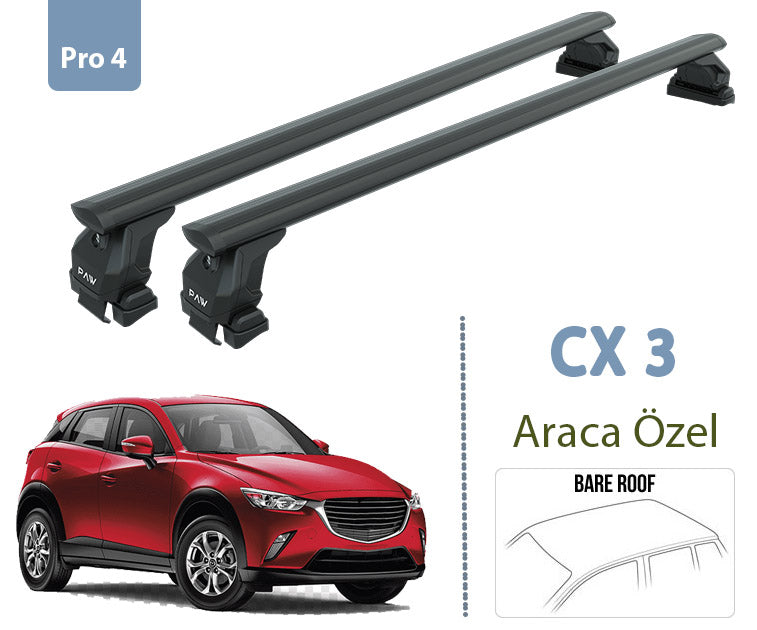 For Mazda CX-3 DK Roof Rack System, Aluminium Cross Bar, Metal Bracket, Normal Roof, Black - 0