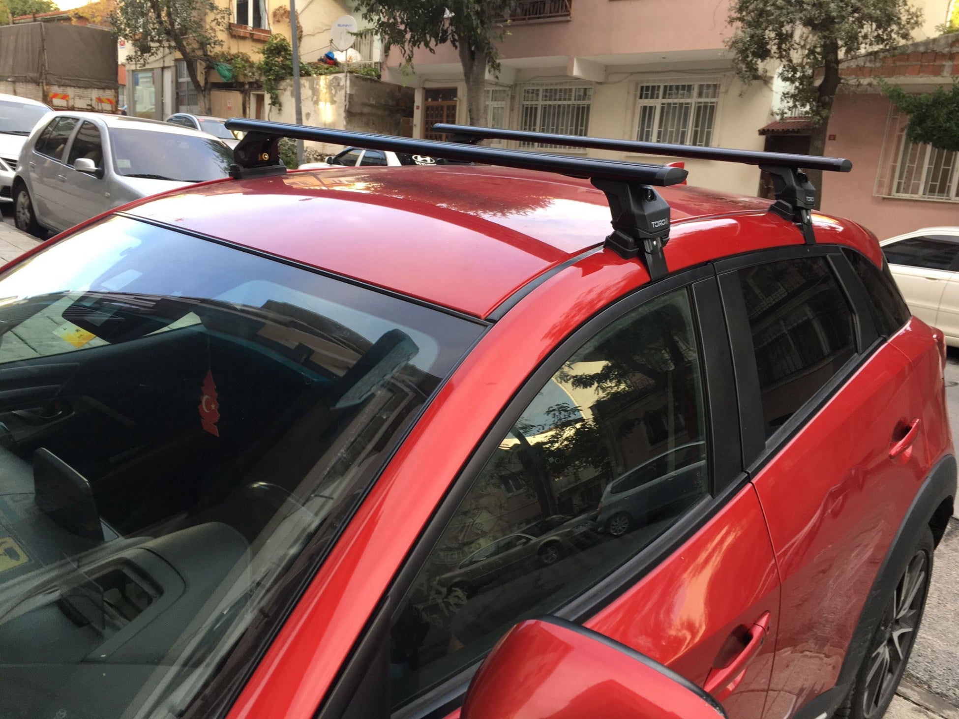 For Mazda CX-3 DK Roof Rack System, Aluminium Cross Bar, Metal Bracket, Normal Roof, Black