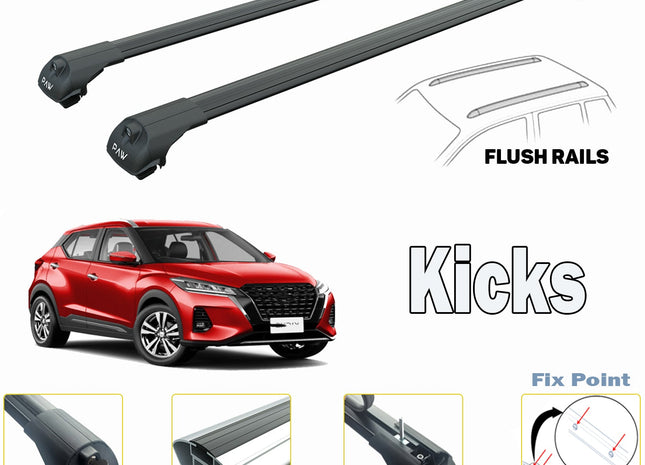 To Fit Nissan Kicks Roof Rack And Cross Bar Black