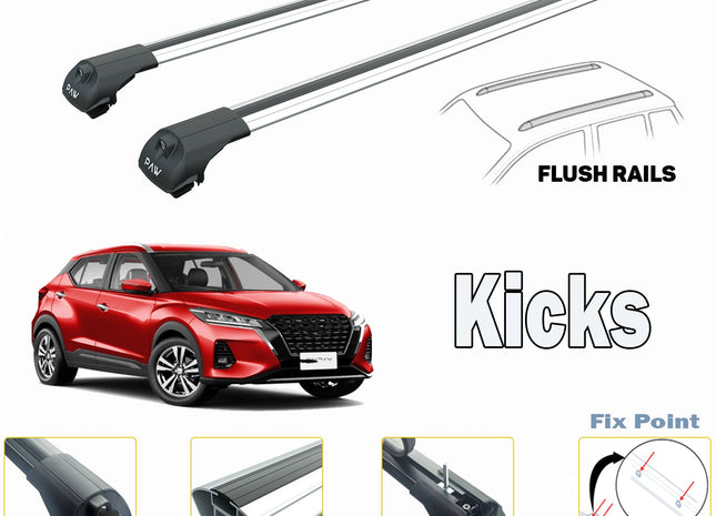 To Fit Nissan Kicks Roof Rack And Cross Bar Silver Color