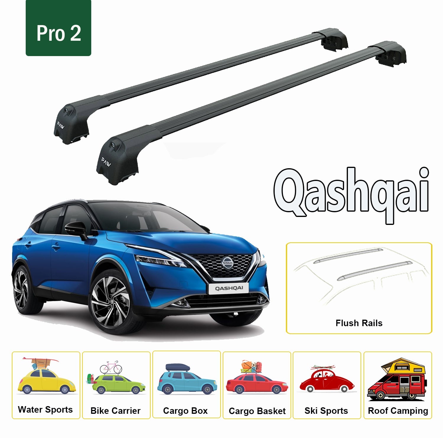 For Nissan Qashqai J12 2022-Up Roof Rack System Carrier Cross Bars Aluminum Lockable High Quality of Metal Bracket Black