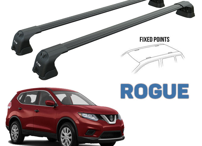 for Nissan Rogue Roof Rack Cross Bars Fix Point Black 2014- Up