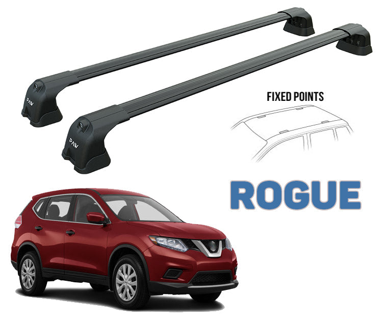 for Nissan Rogue Roof Rack Cross Bars Fix Point Black 2014- Up