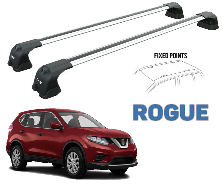 for Nissan Rogue Roof Rack Cross Bars Fix Point Silver 2014- Up