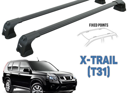 Nissan X-Trail T31 Roof Racks Cross Bars Rails Top Carrier Black 2PCS (2001-2014)