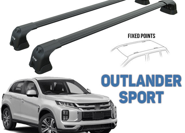 Mitsubishi Outlander Sport Roof Racks Cross Bars Rails fixed Points Black 2021- Up Pro 3