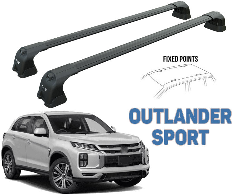 Mitsubishi Outlander Sport Roof Racks Cross Bars Rails fixed Points Black 2021- Up Pro 3