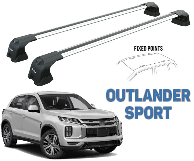 Mitsubishi Outlander Sport Roof Racks Cross Bars Rails fixed Points Silver 2021- Up Pro 3